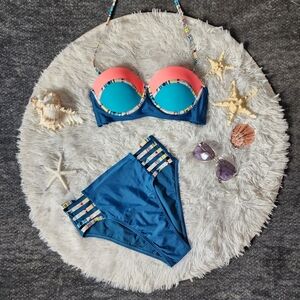 Xhilaration High-Waist Teal Bikini Set